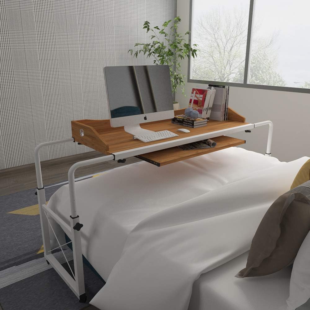 Adjustable Overbed Table with Wheels and Keyboard Drawer I94889