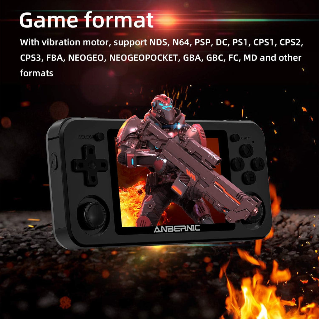 Black Handheld Game Console with 64G TF Card 2500 Classic Games 3.5 inch IPS Screen E953