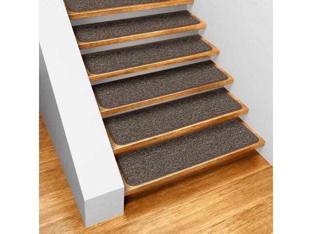 Set of 12 Skid-Resistant Carpet Stair Treads Pebble Gray 8 in. x 27 in. U79132