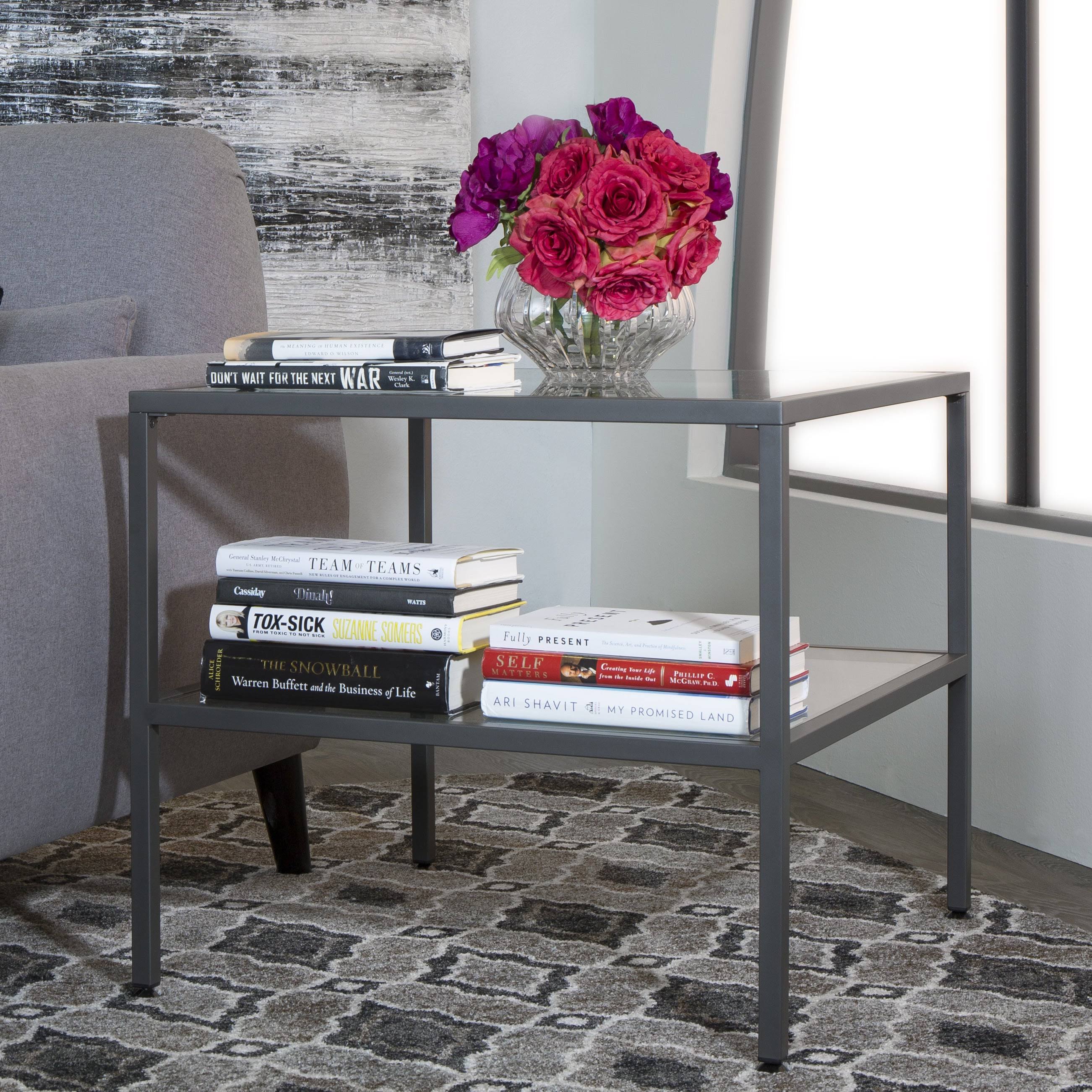 Pewter One Shelf End Table S4436