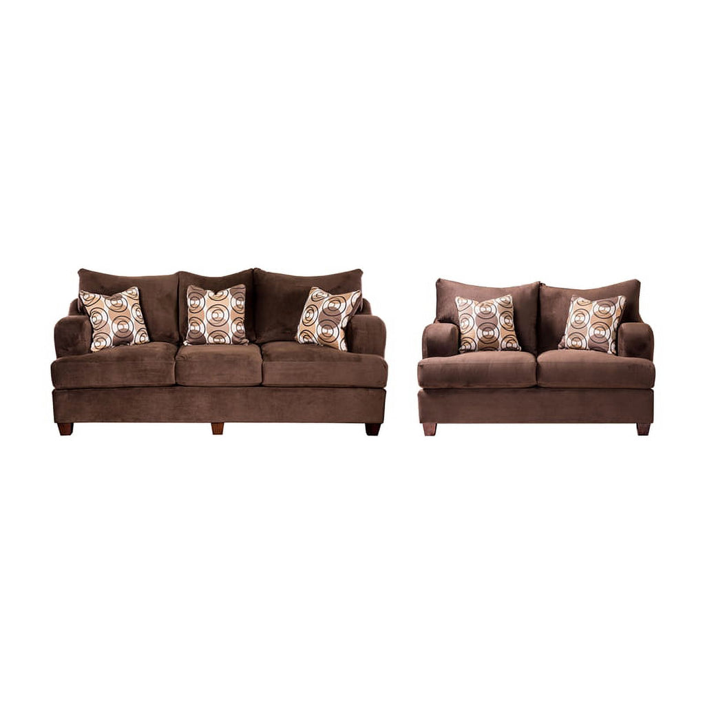 Chocolate Fabric 2-Piece Sofa Set O30549