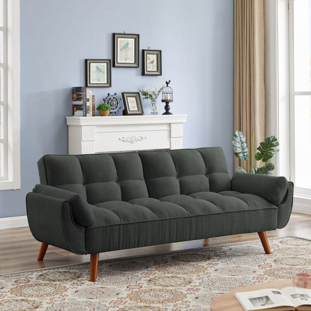 Dark Gray Convertible Sofa Bed with Pillows S51108