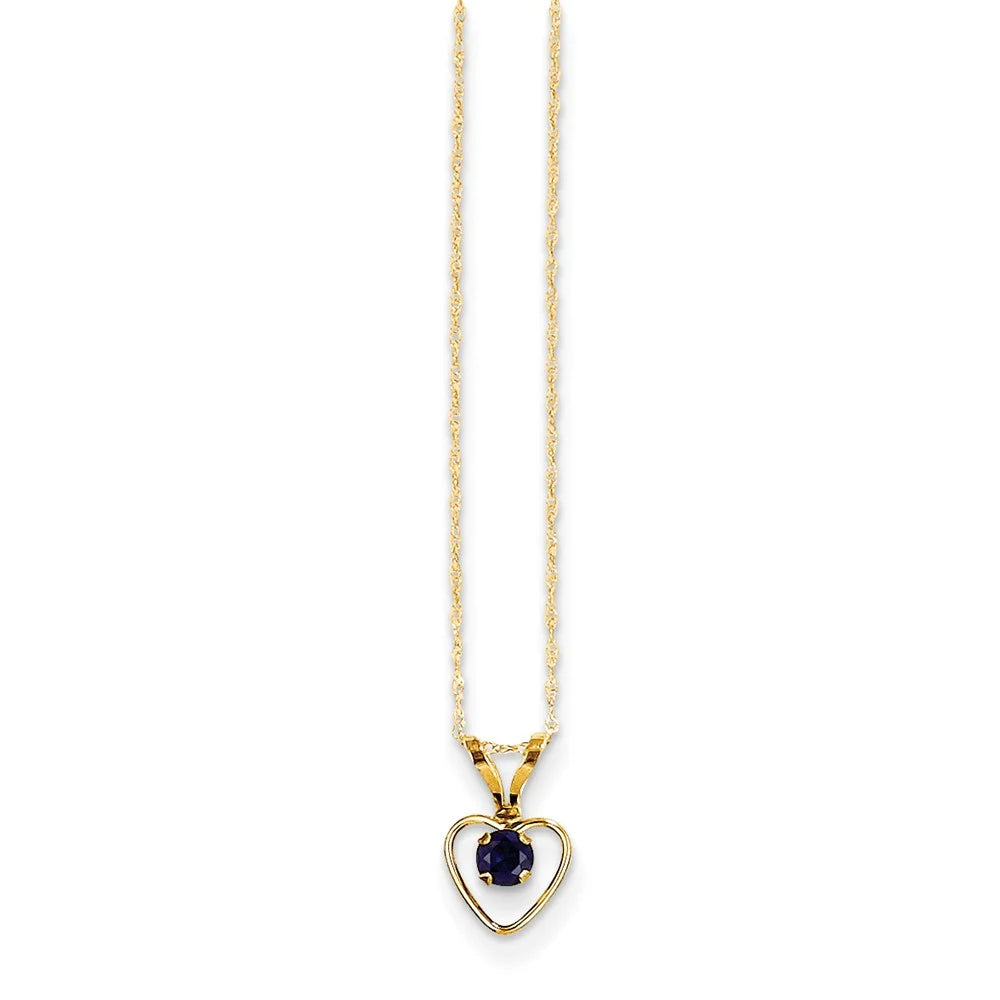 14kt Yellow Gold Sapphire Heart Birthstone Necklace X6819