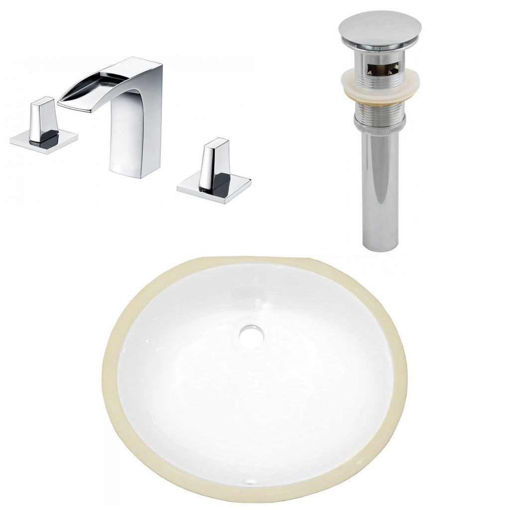 White Oval Undermount Sink Set M260327