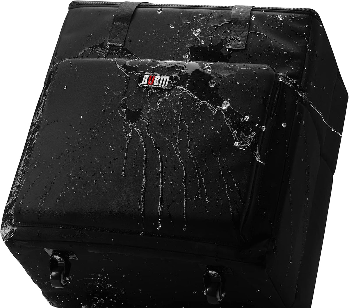 Black Rolling PC Travel Storage Tote Bag with Wheels for Tower Case, Monitor up to 27 inch, Keyboard, Headphone and Mouse Z185952