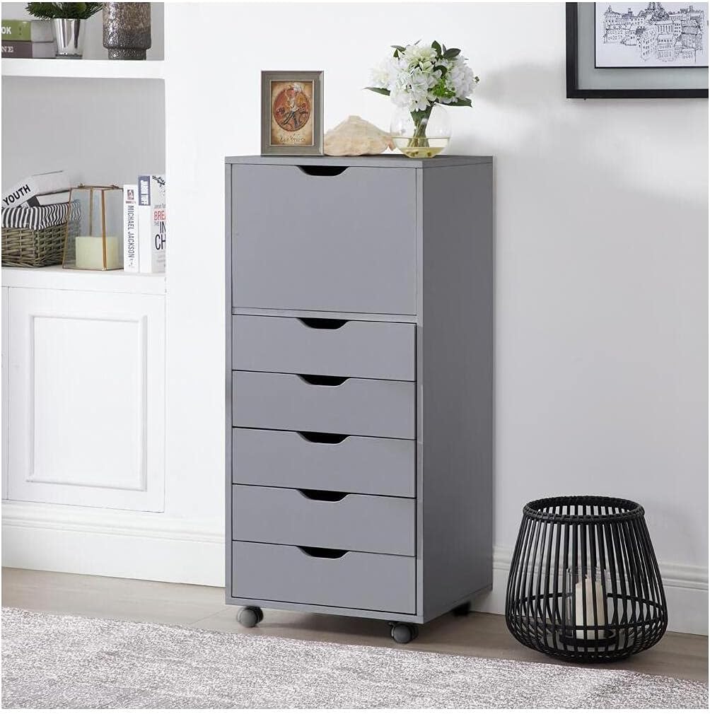 Black 6-Drawer Mobile File Cabinet G5814