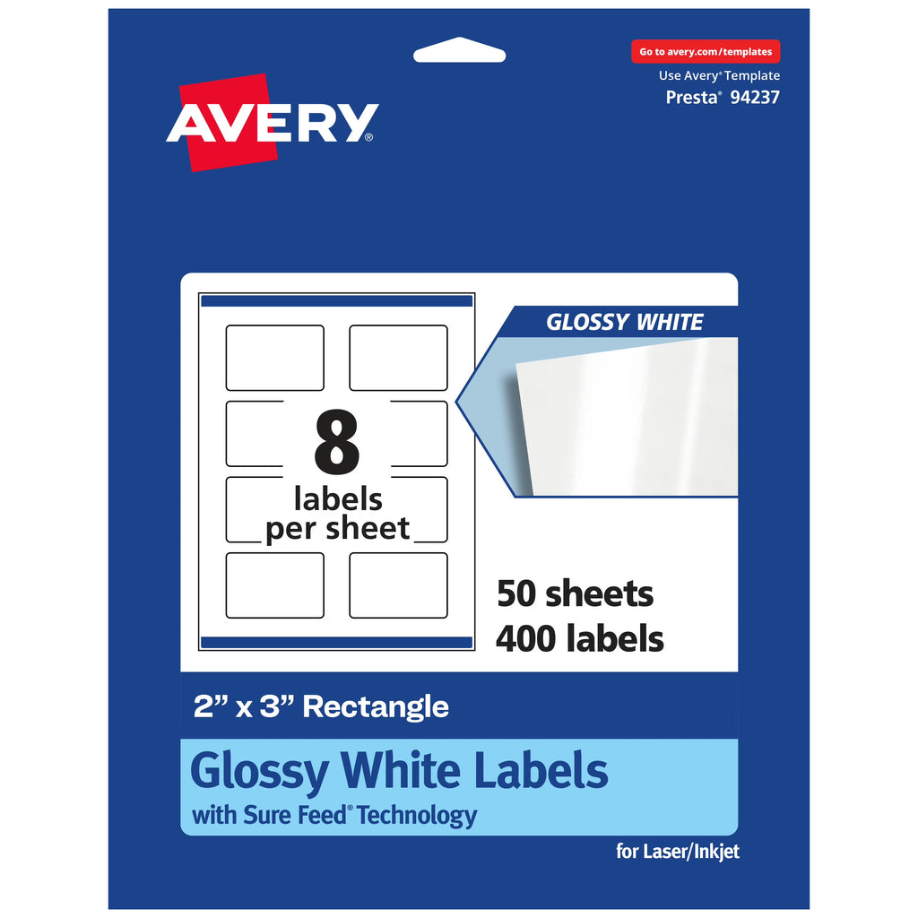 2" x 3" Glossy White Labels G82568