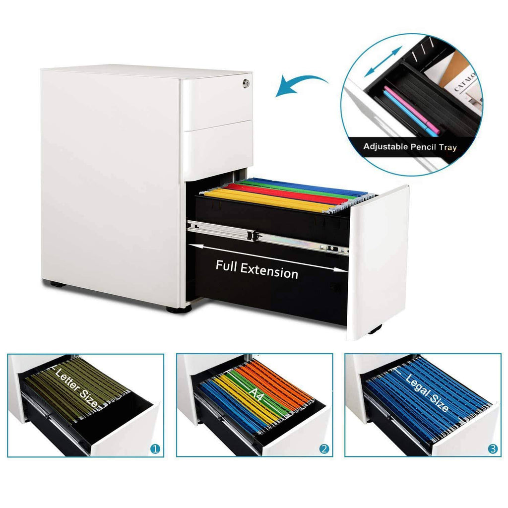 White 3 Drawer Vertical File Cabinet F6159