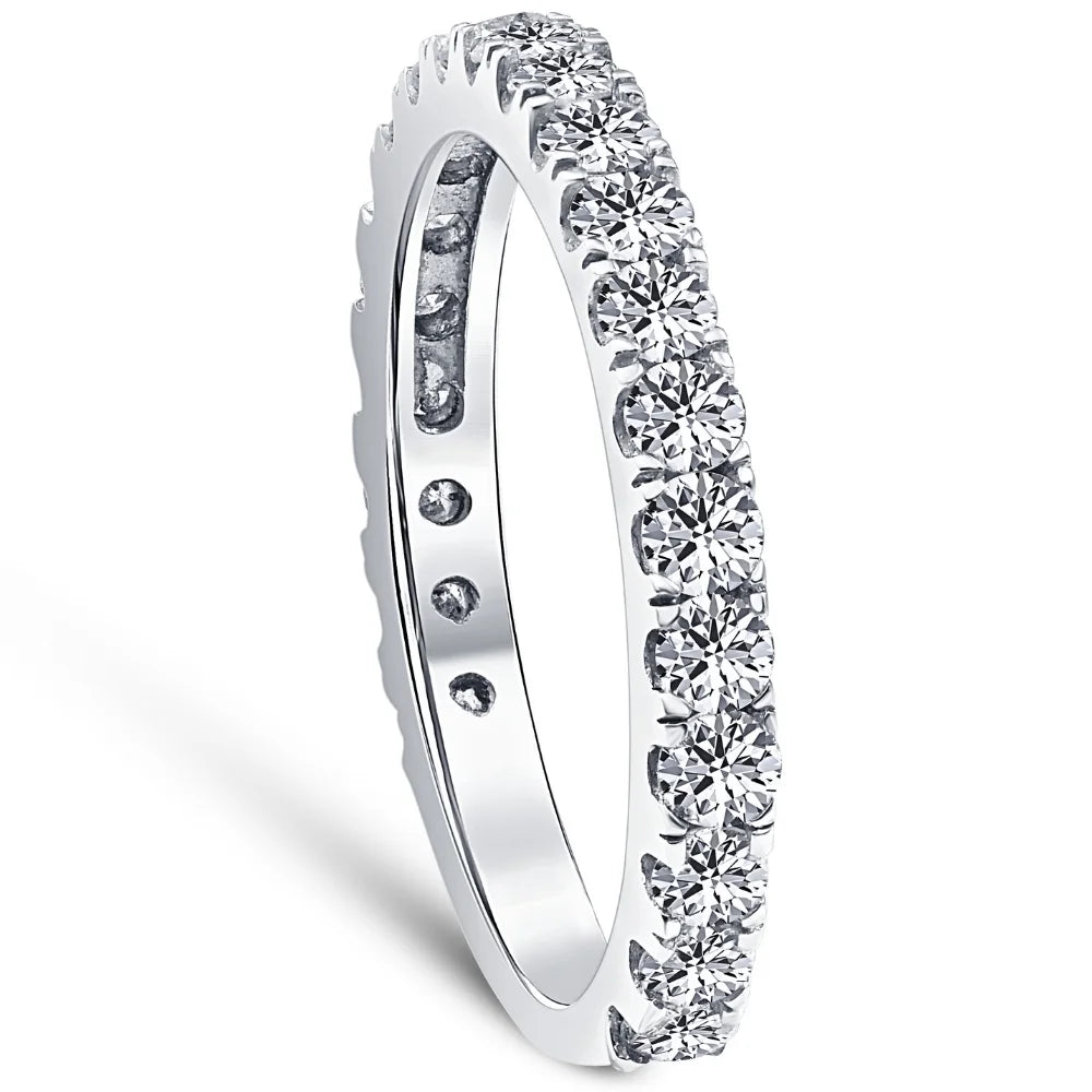 1 ct Diamond Wedding Ring 14k White Gold Stackable Jewelry N433335