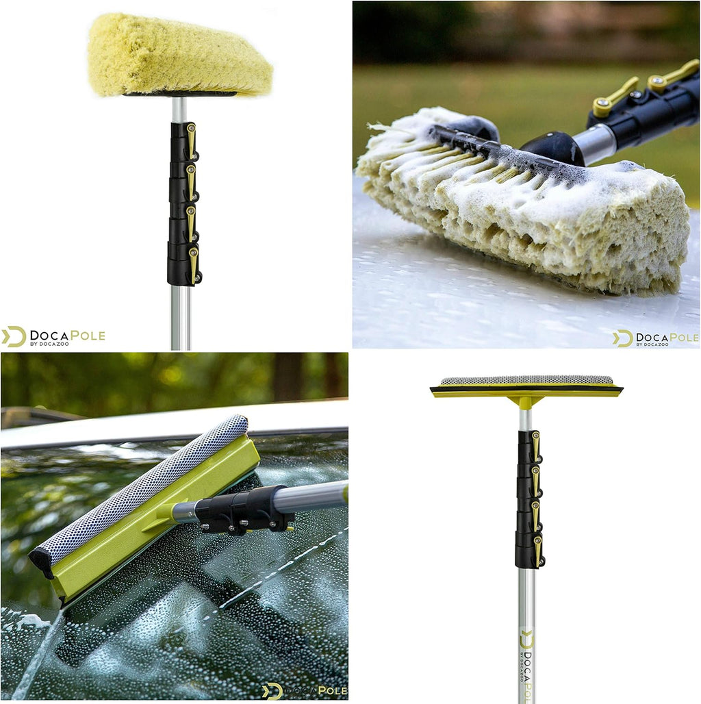 6-24 Foot Car Cleaning Kit with Soft Car Wash Brush, Car Squeegee, Car Wash Mitt, Microfiber Cleaning Head & Extension Pole Q543