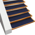 Set of 15 Navy Blue 8 Inches X 30 Inches Skid-Resistant Carpet Stair Treads W335716