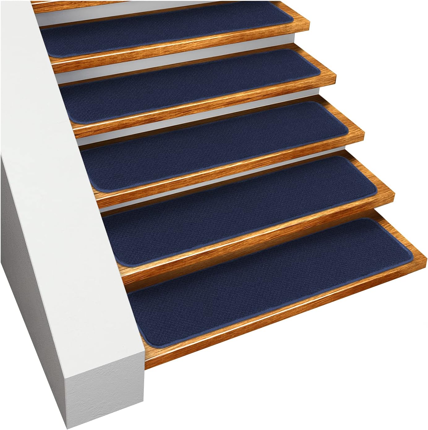 Set of 15 Navy Blue 8 Inches X 30 Inches Skid-Resistant Carpet Stair Treads W335716