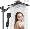 12'' Rain Shower Head Combo with 6-Function Hand Shower, 13'' Extension Arm, 78'' Hose, Black, Pack of 2 L206433