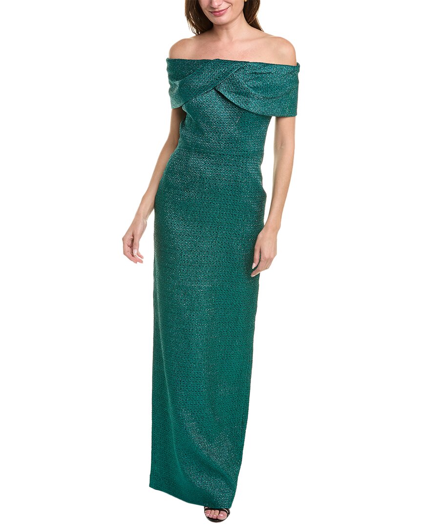 Green Off-The-Shoulder Gown Q24509
