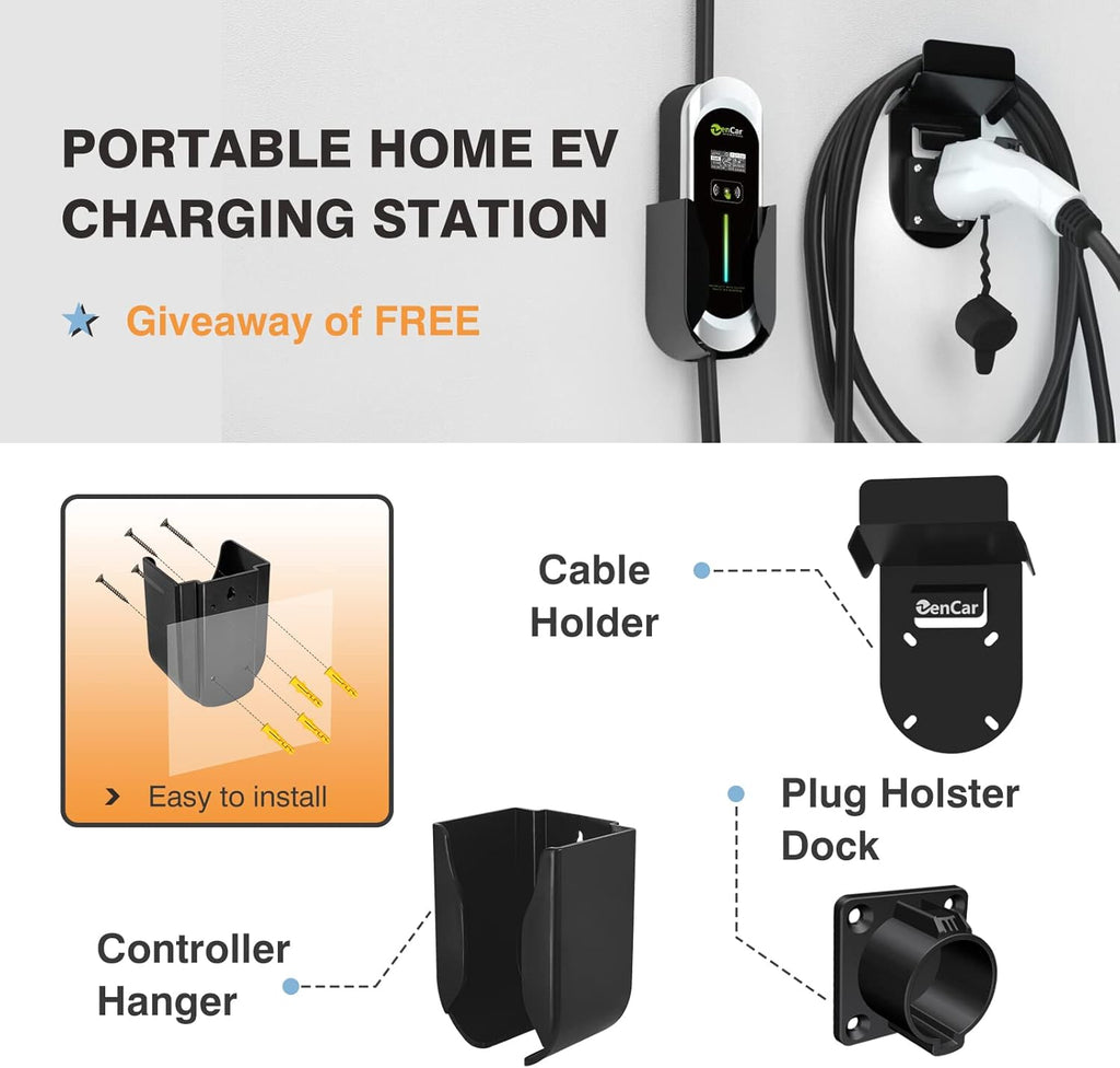 Portable EV Charger with NEMA 6-20 Plug and 5-15 Adapter Q11285