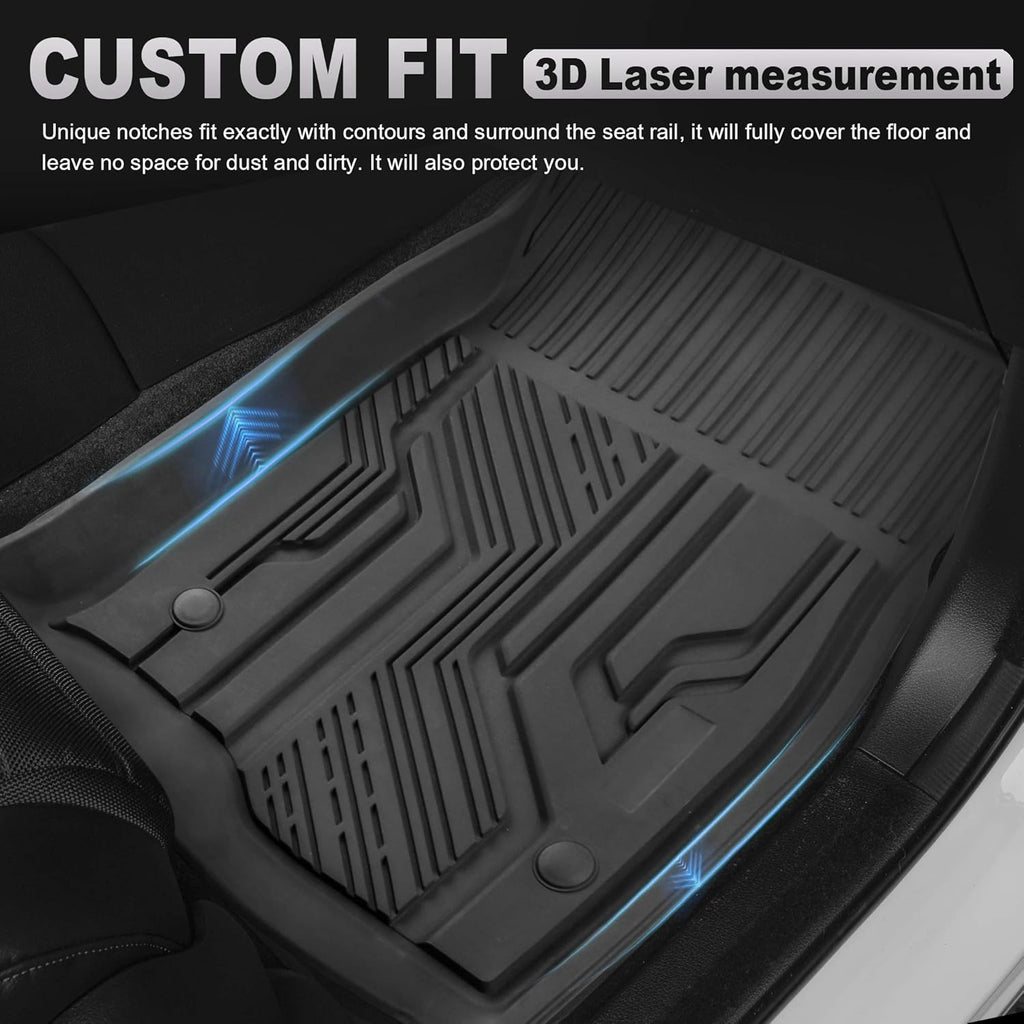 Rubber Seat TPE Floor Liners Mats for Chevrolet Silverado 1500 GMC Sierra Crew Cab Front Rear Rows F8440