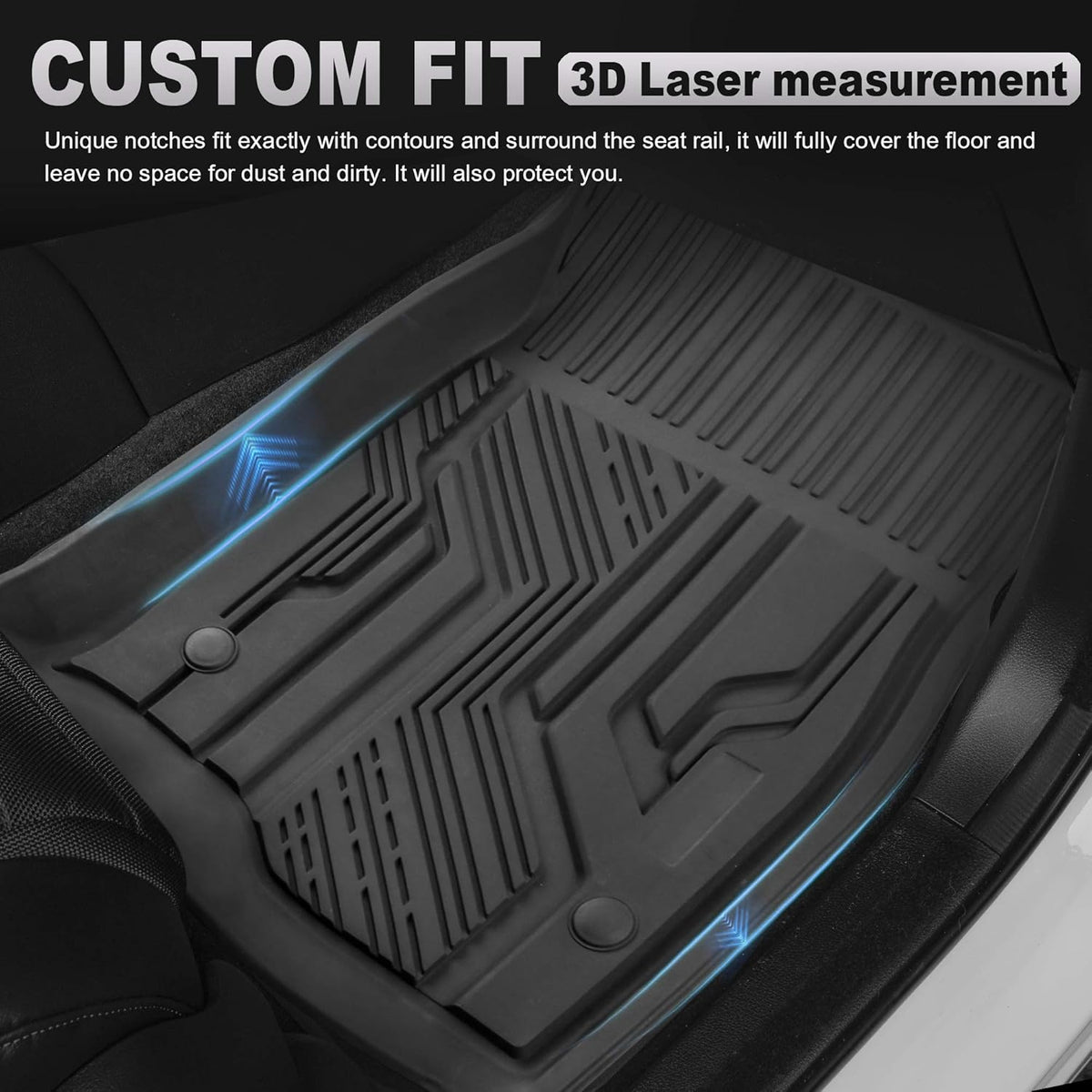 Rubber Seat TPE Floor Liners Mats for Chevrolet Silverado 1500 GMC Sierra Crew Cab Front Rear Rows F8440