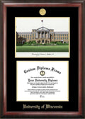 Gold Embossed Diploma Frame with Campus Images Lithograph Z935