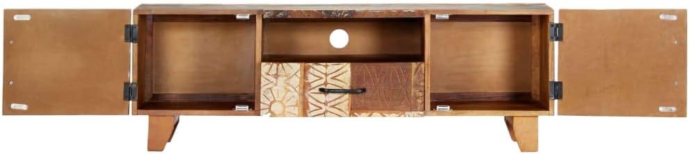Hand Carved TV Cabinet Solid Reclaimed Wood G65557