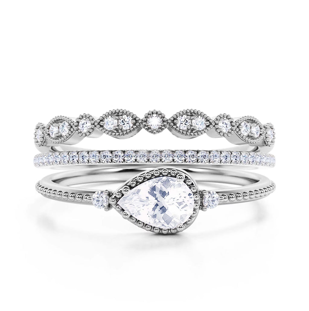 2.10 Carat Pear Cut Moissanite Engagement Ring in 10k Solid White Gold S251948