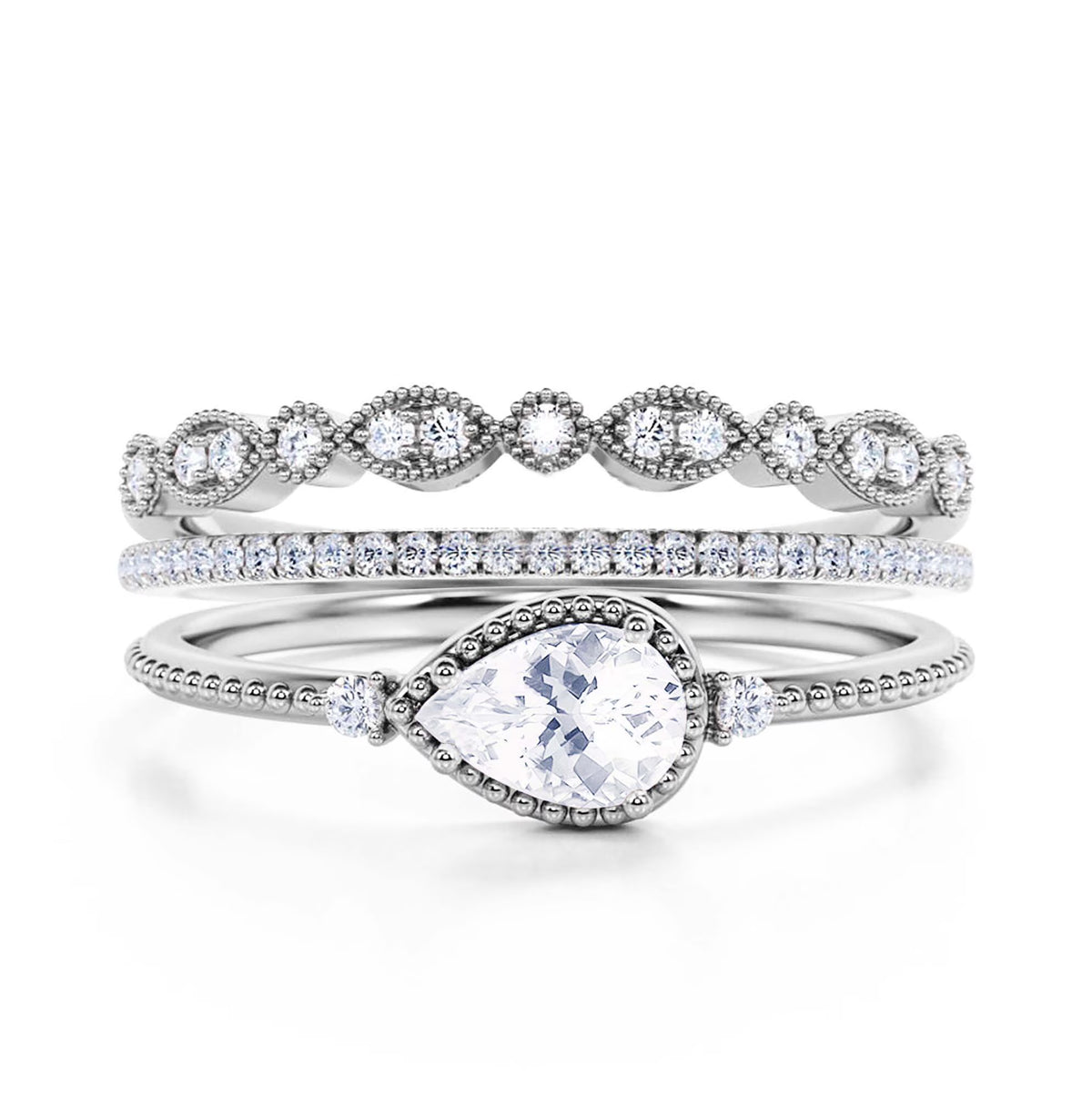 2.10 Carat Pear Cut Moissanite Engagement Ring in 10k Solid White Gold S251948