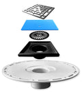 4 inch Square Shower Drain Bonding Flange Kit with Stainless Steel Grate Z697047