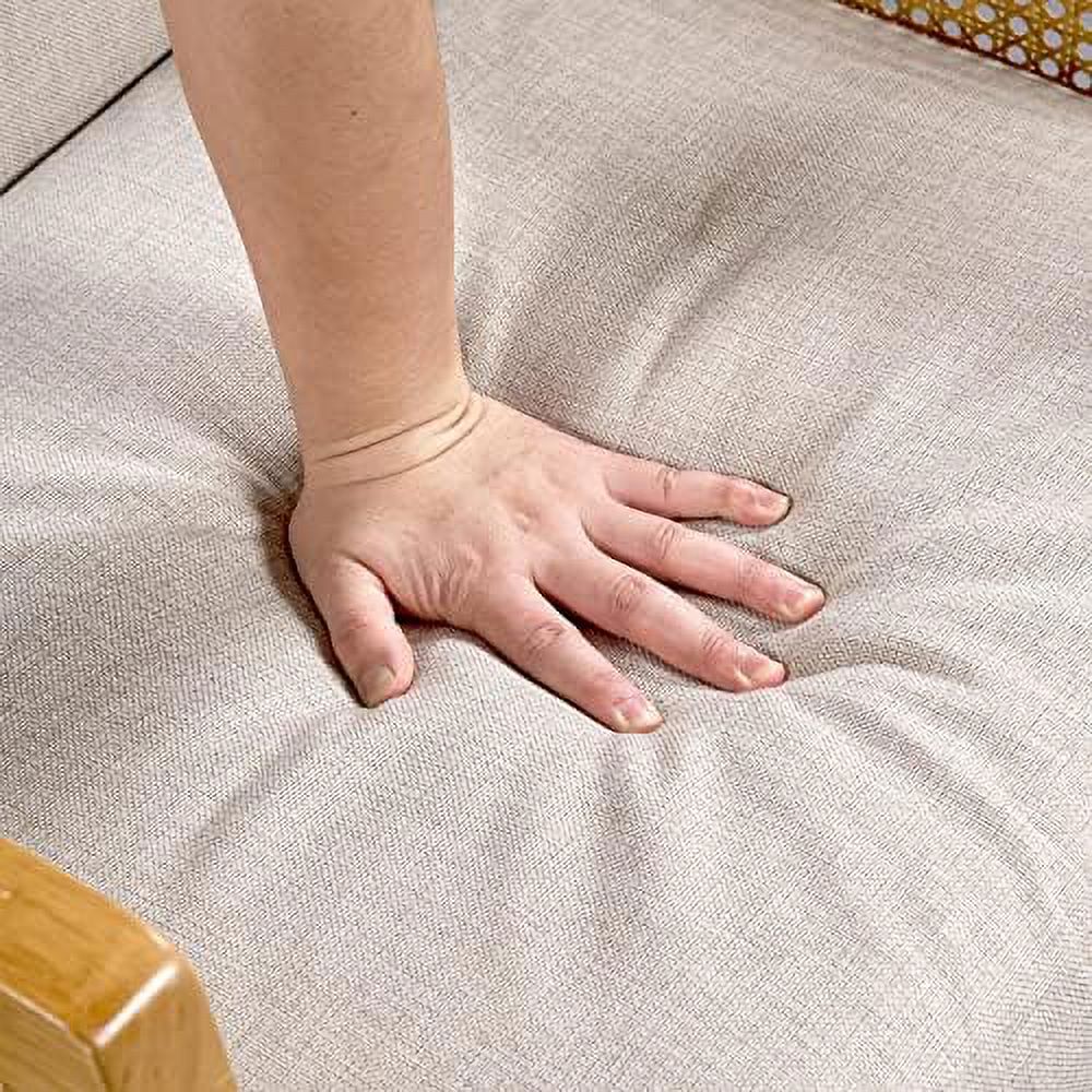 Beige Linen Accent Chair with Wood Legs N47690