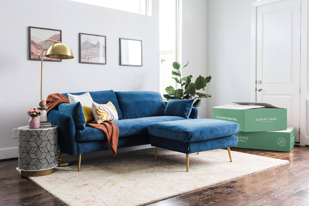 Rust Velvet Ottoman L805492