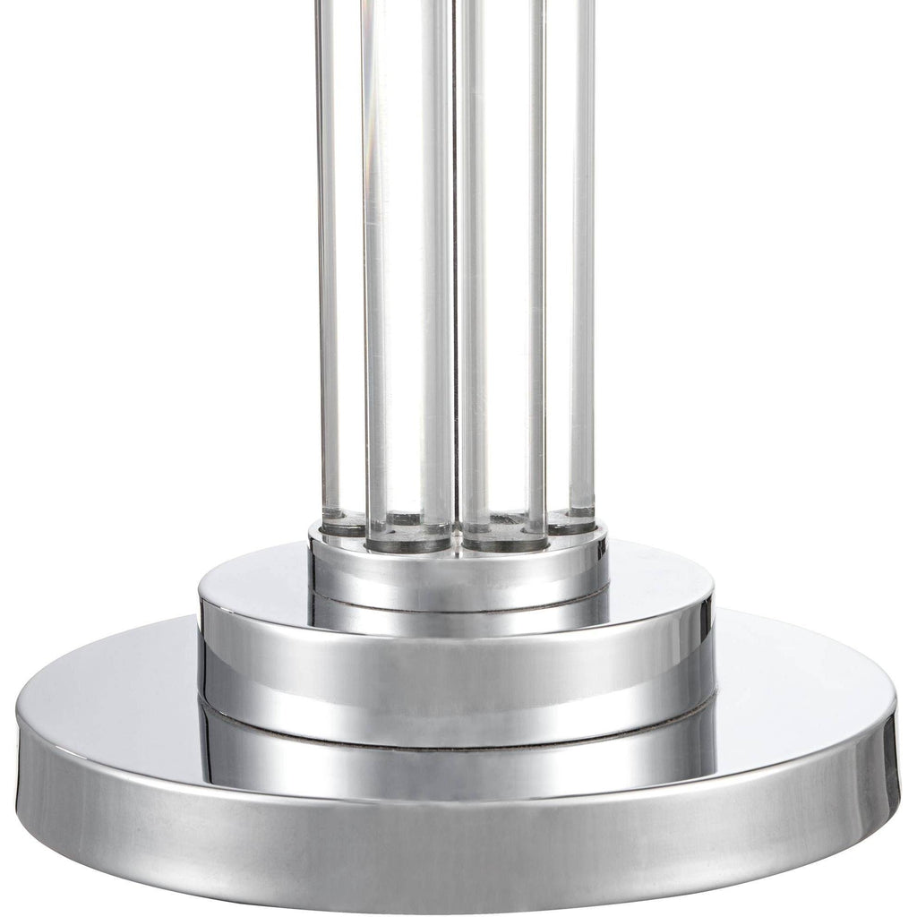 Modern Floor Lamp Steel Crystal Glass Column Linen Drum Shade E89631