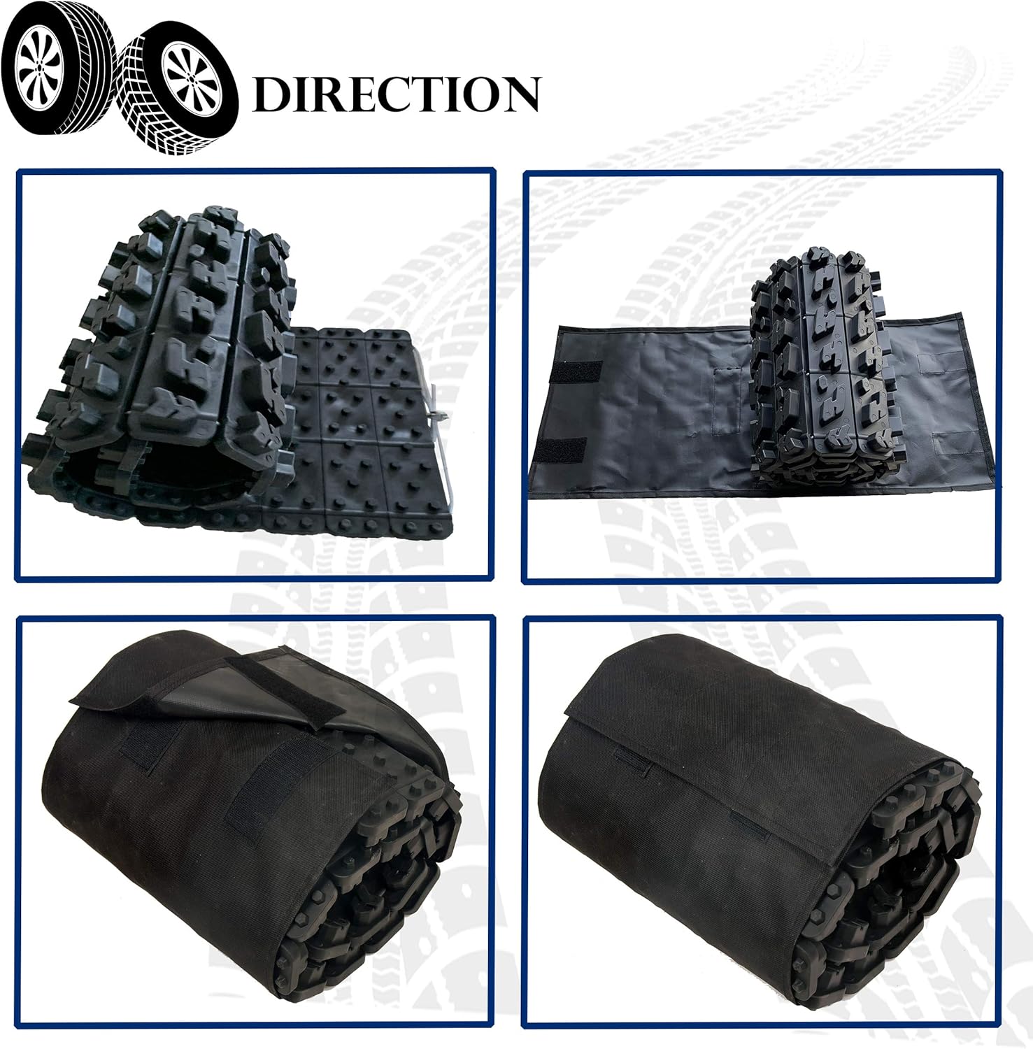 Tire Traction Mats, Two 39.3 Inch Emergency Caterpillar Bands D4436