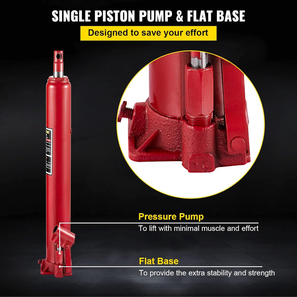 Hydraulic Long Ram Jack, 12 Tons Capacity, Red, Pack of 2 M9868