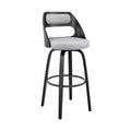Gray and Black Leatherette Barstool with Cut Out Back W4767