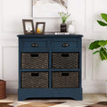 Rustic Storage Cabinet with Two Drawers and Four Fabric Basket (Antique Navy) I200024