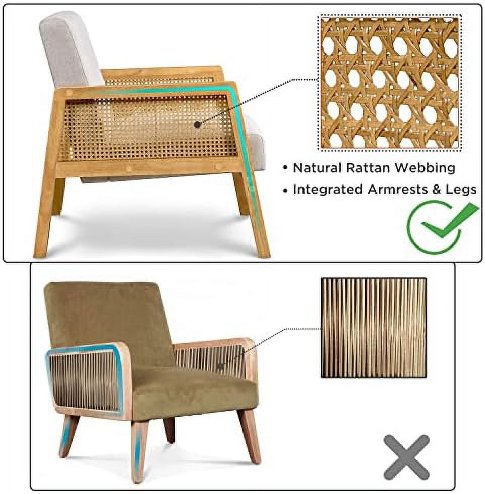 Beige Linen Accent Chair with Wood Legs N47690