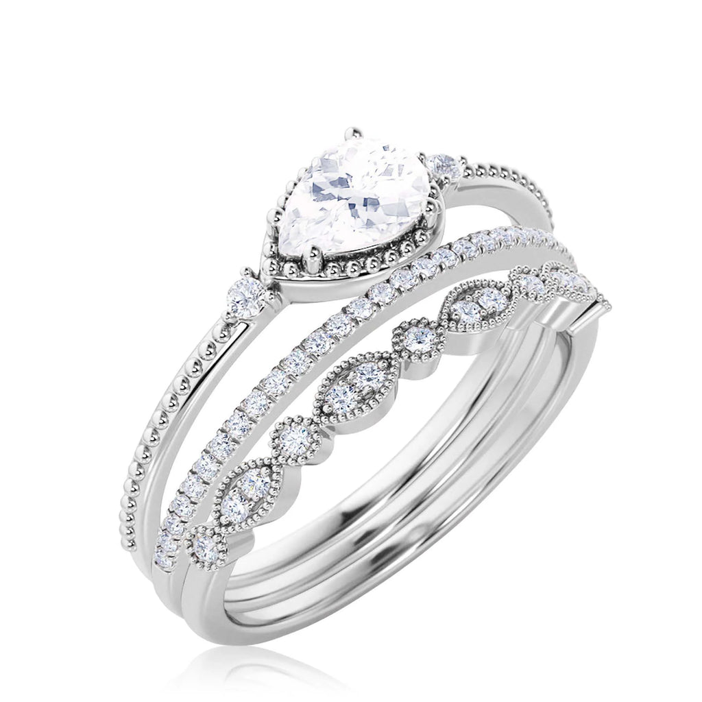 2.10 Carat Pear Cut Moissanite Engagement Ring in 10k Solid White Gold S251948