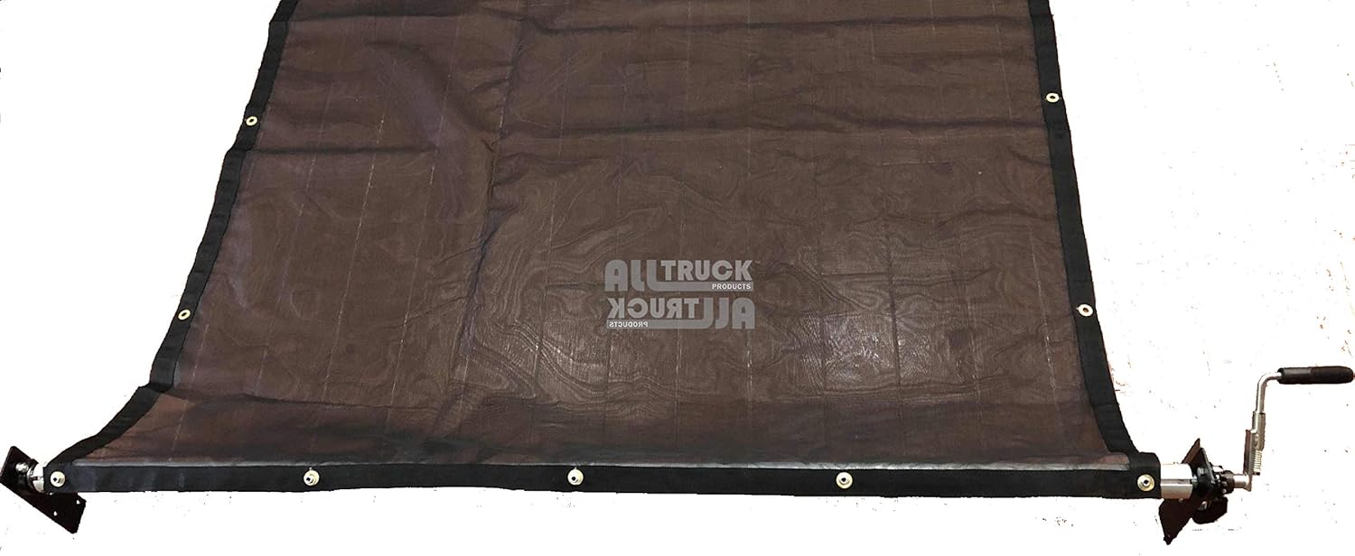 Manual Hand Crank Cab Level Truck & Trailer Tarp Roller Kit with PVC Mesh Tarp (6'6" x 14') R502
