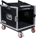 8U PA DJ Pro Audio Rack Road Case with 13U Slant Mixer Top and Casters U59129