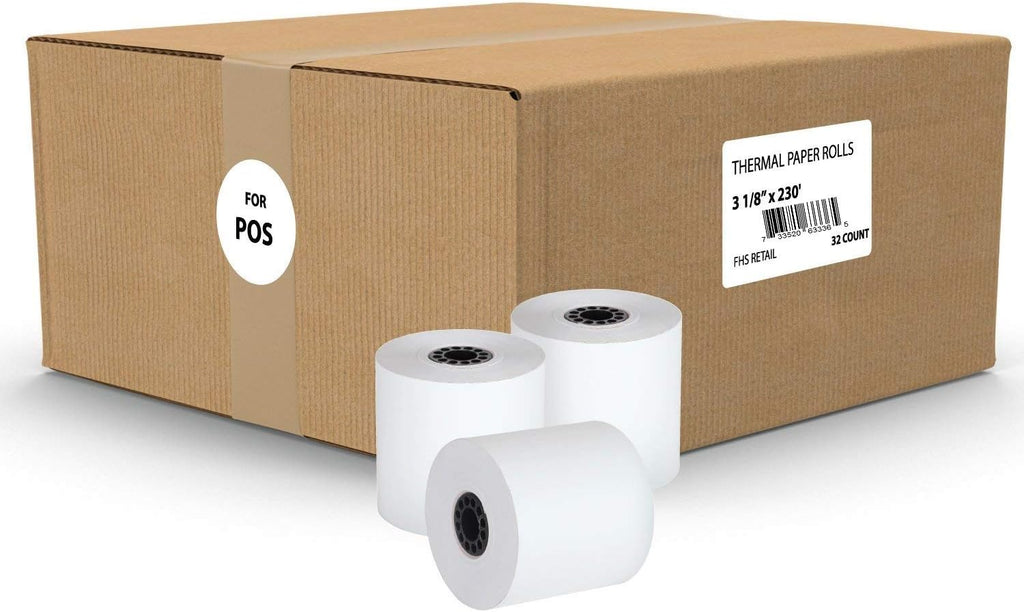 Thermal Cash Register POS Paper Rolls 3 1/8 x 230' BPA Free (32 Pack) I481318