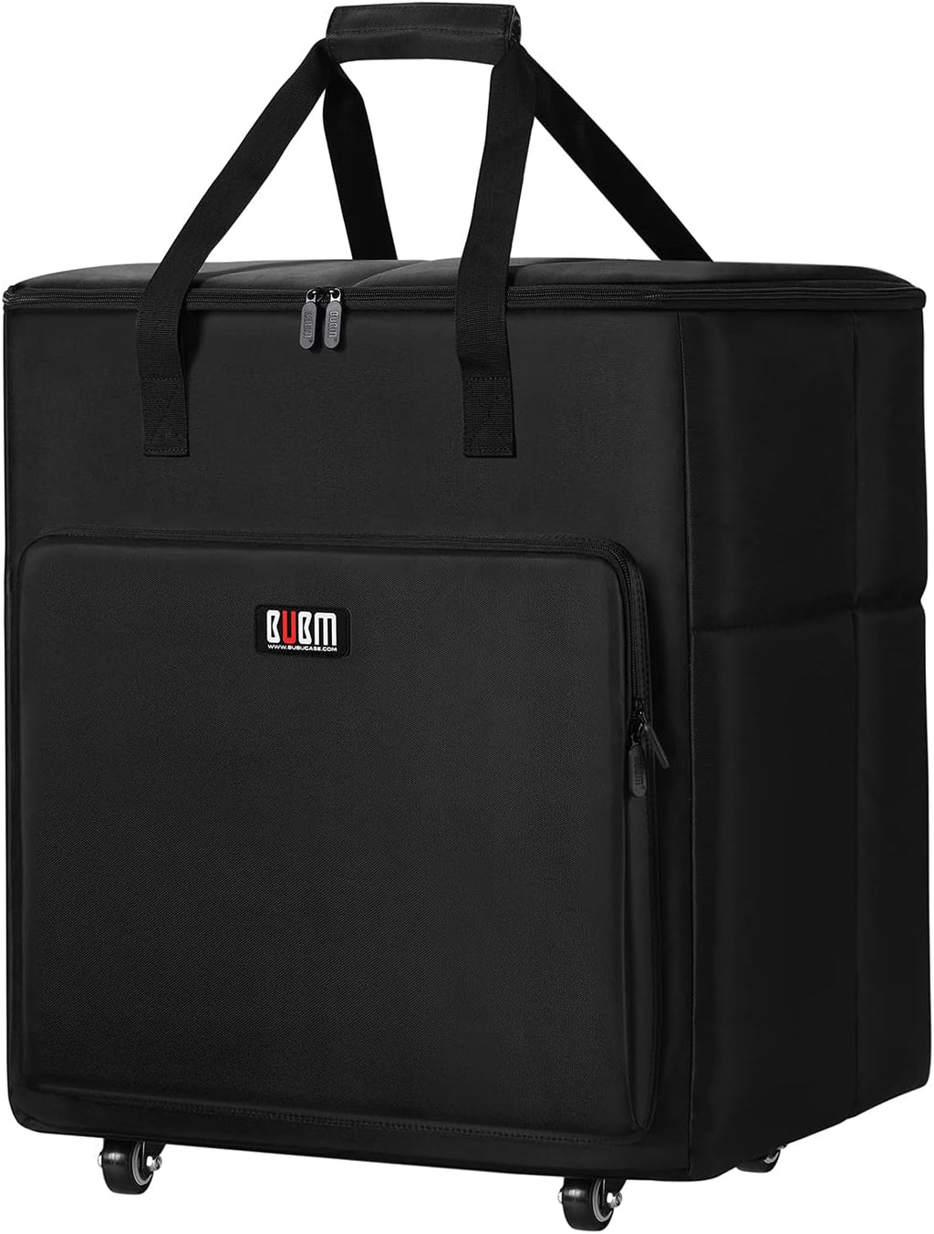 Black Rolling PC Travel Storage Tote Bag with Wheels for Tower Case, Monitor up to 27 inch, Keyboard, Headphone and Mouse Z185952