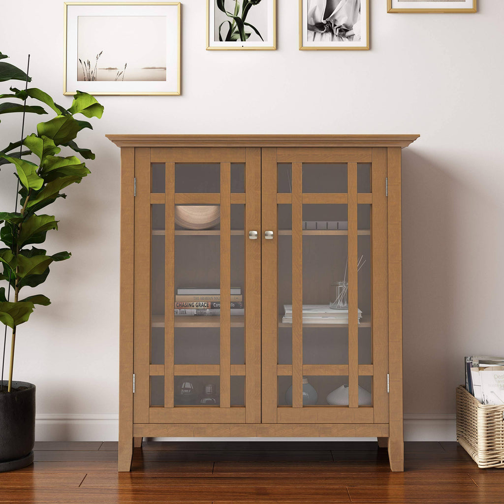 Solid Wood Medium Storage Cabinet in Light Golden Brown M9236