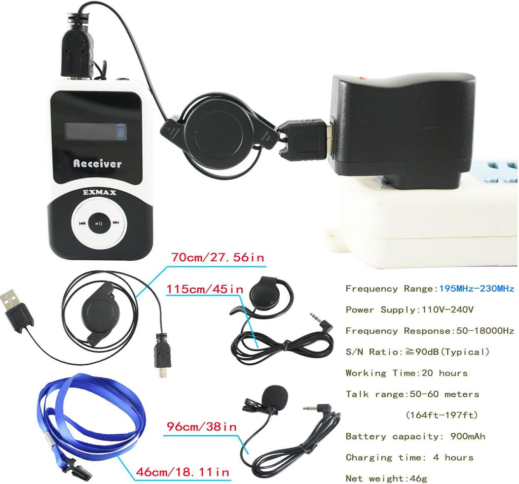 Wireless Tour Guide System with Lavalier Microphone (1 Transmitter 3 Receivers) N18274