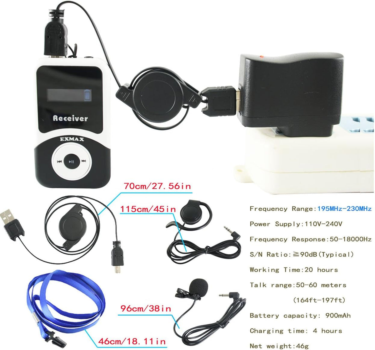 Wireless Tour Guide System with Lavalier Microphone (1 Transmitter 3 Receivers) N18274