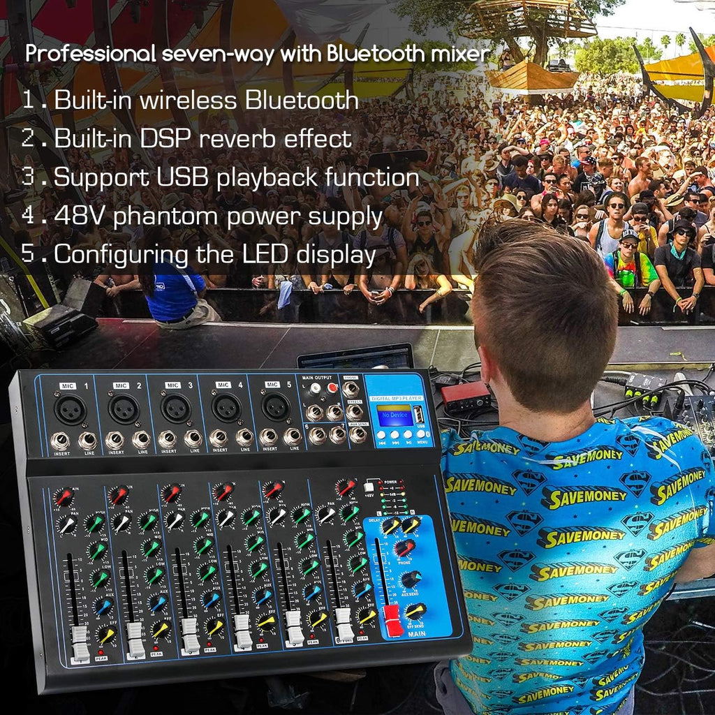 Bluetooth Portable Audio Mixer with USB DJ Sound Mixing Console W391978