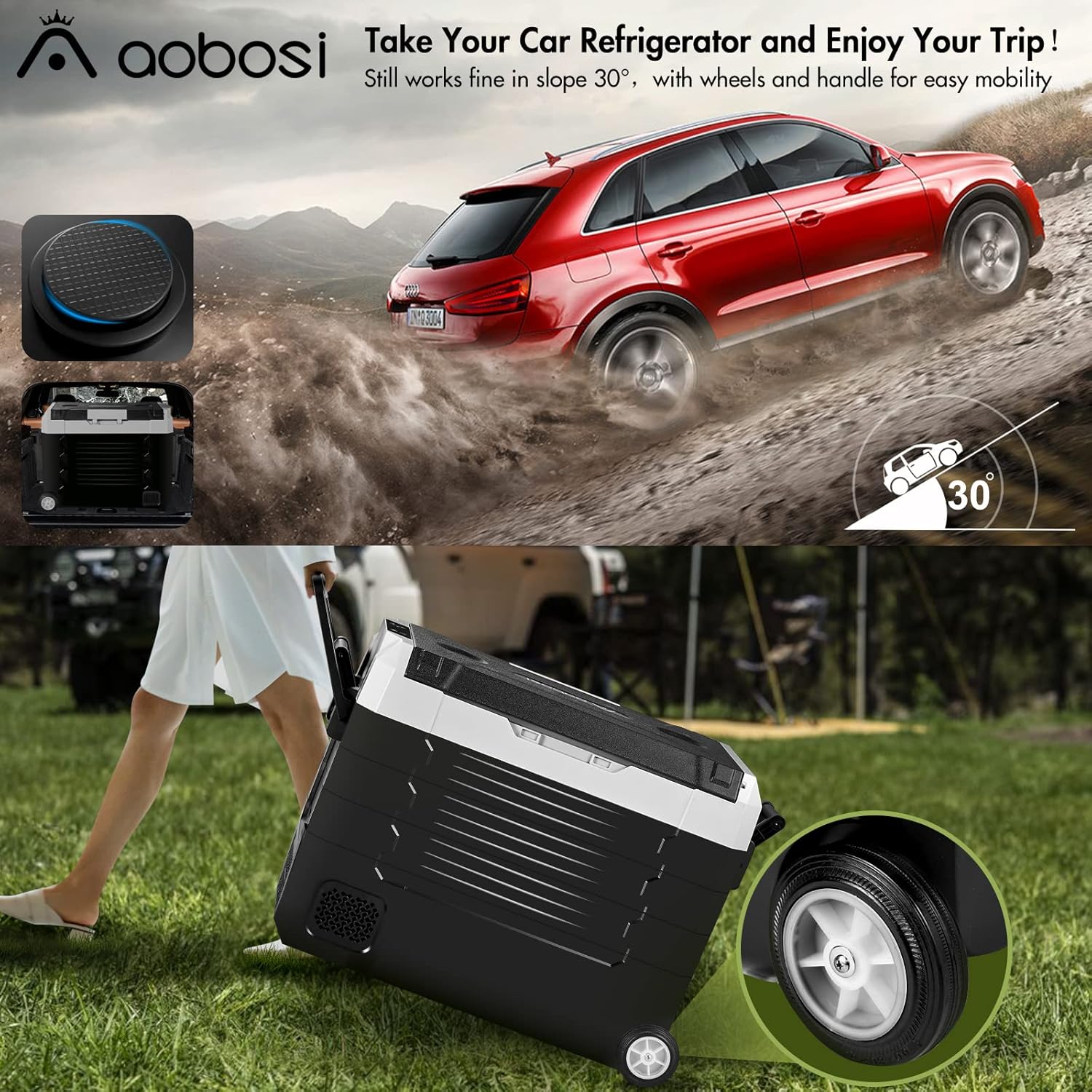 Portable Car Refrigerator 12 Volt 59 Quart Dual Zone Compressor Cooler D431622