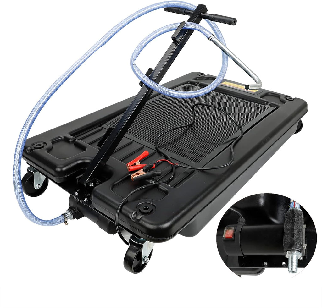 17 Gallon Low Profile Oil Drain Pan with Electric Pump and 8 Hose N1550