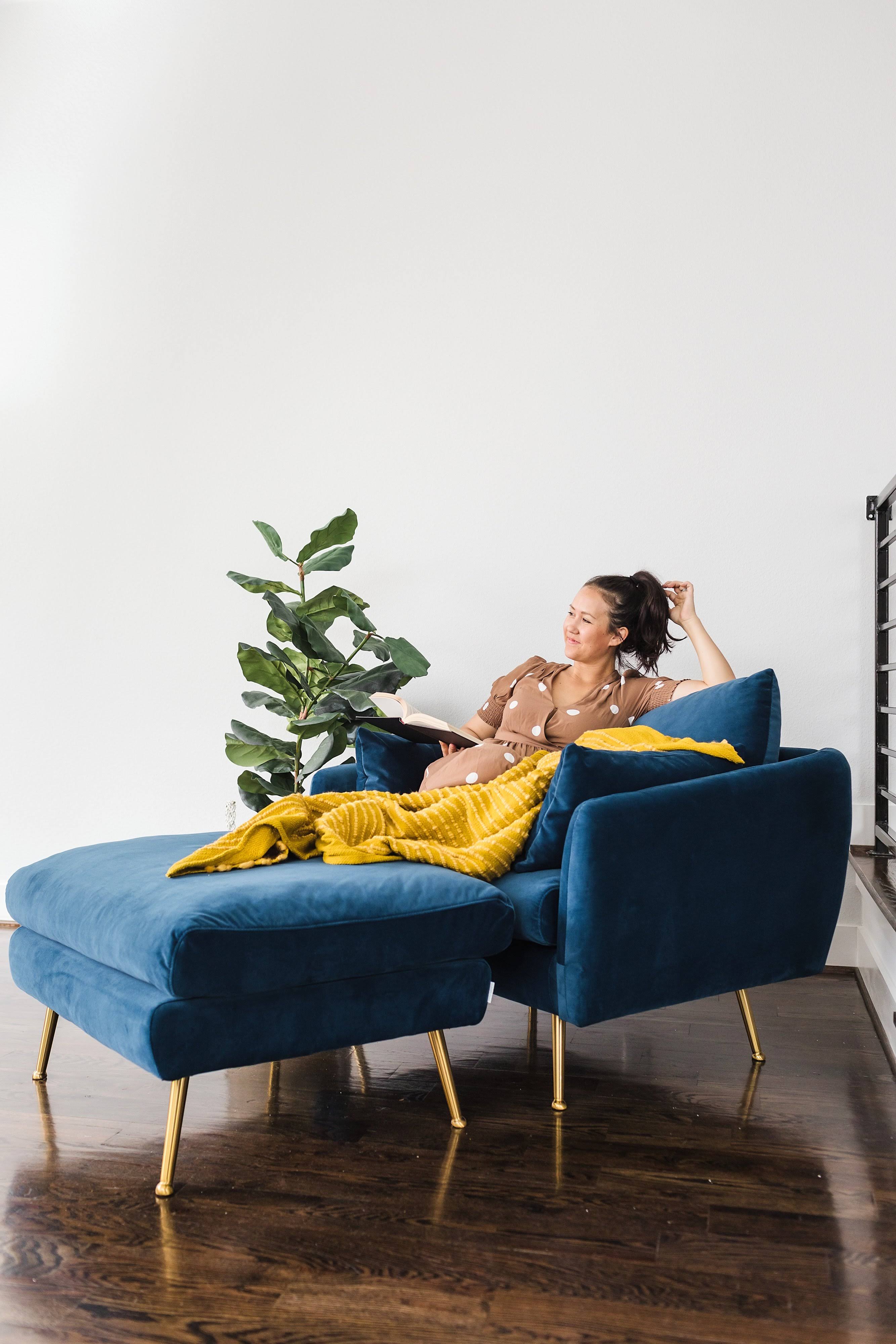 Rust Velvet Ottoman L805492