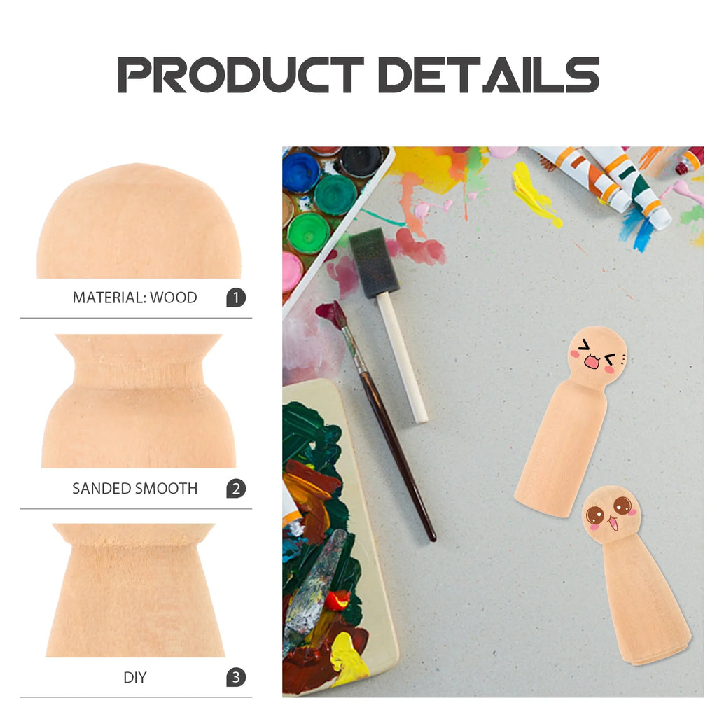 Natural Unpainted Wood Dad Peg Doll Z11764