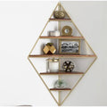 Walnut Brown Mid Century Modern Corner Wall Shelf U50560