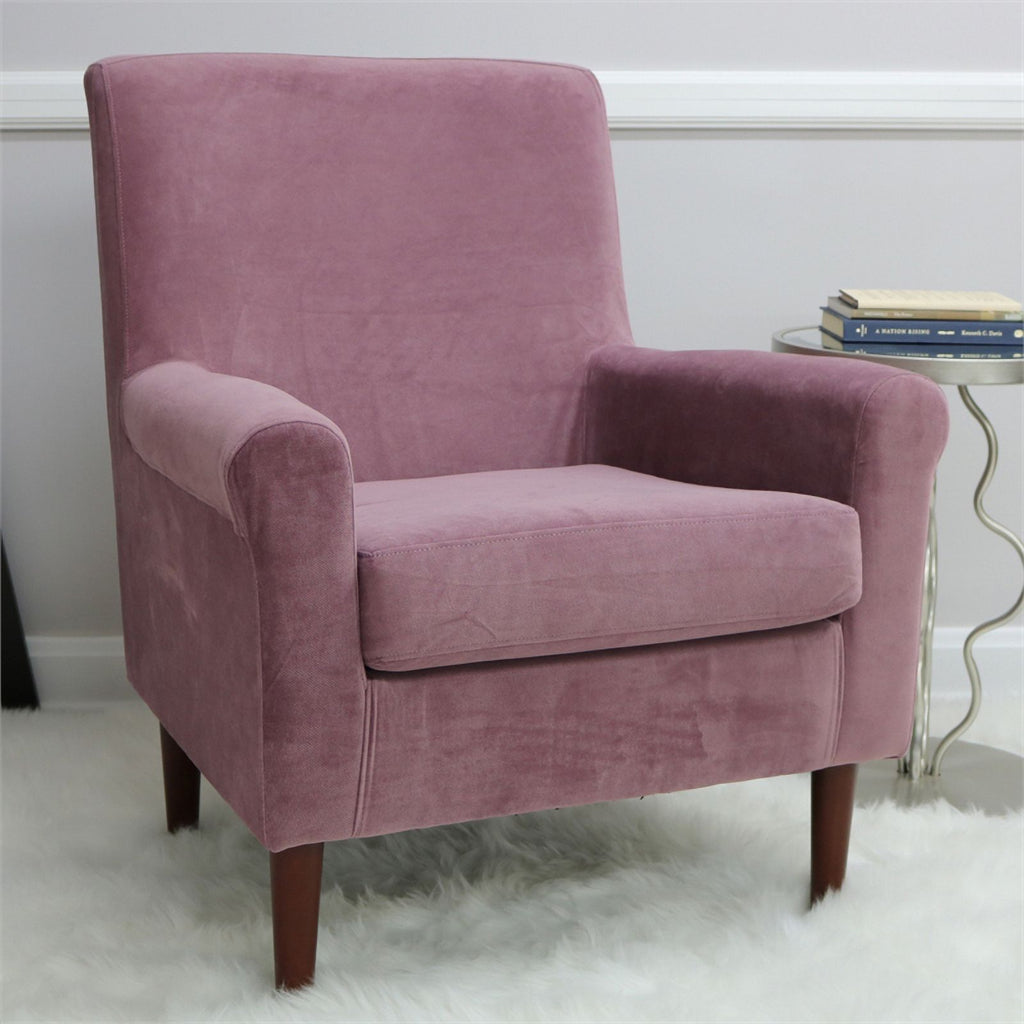 Mauve Pink Fabric Rolled Arm Lounge Chair N18239