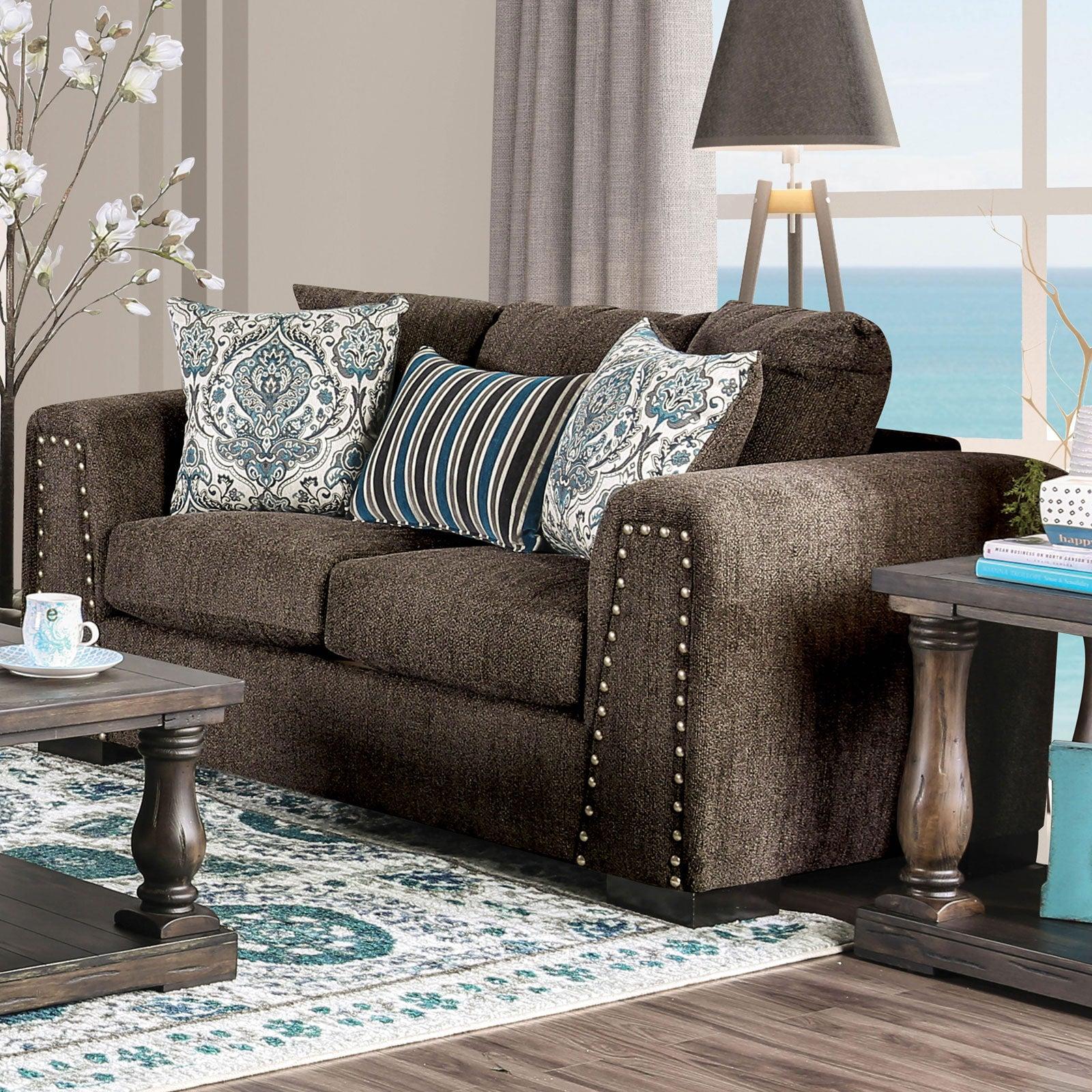 Dark Gray Linen-like Fabric Sofa and Loveseat A199832